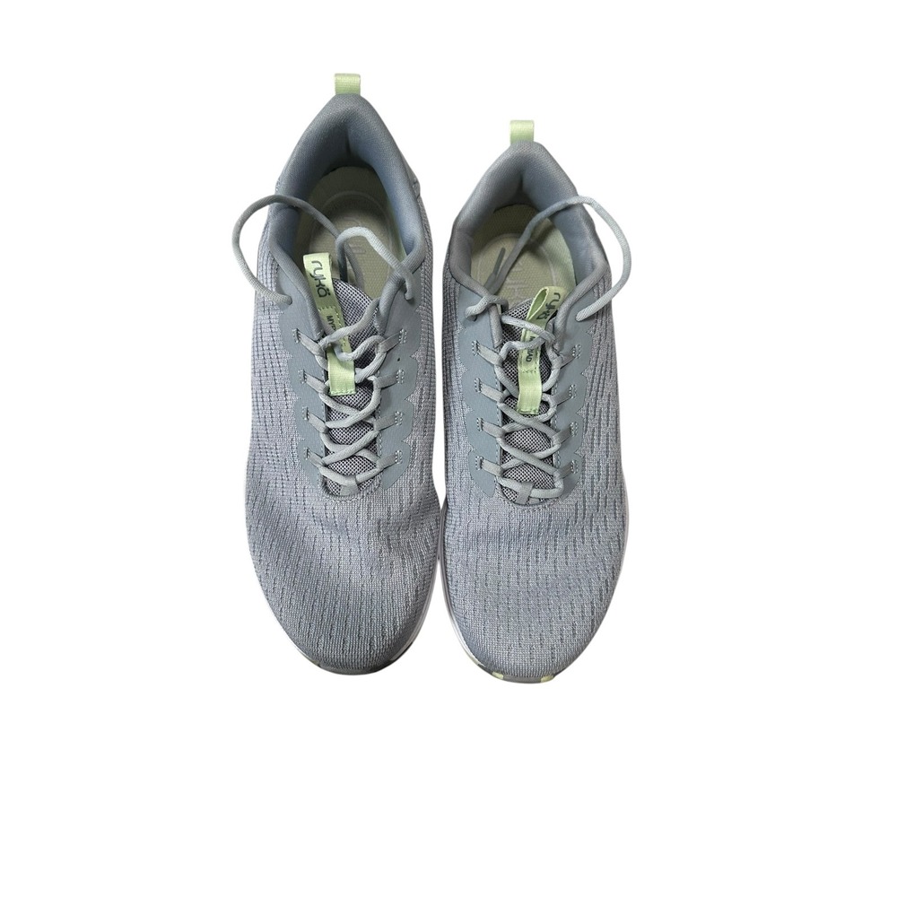 Ryka Myriad Walking Shoes Womens 9M Grey Lime Green Good‎ RE-ZORB Mesh Sneaker
